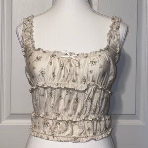 Love Tree Cream Floral Tank Top